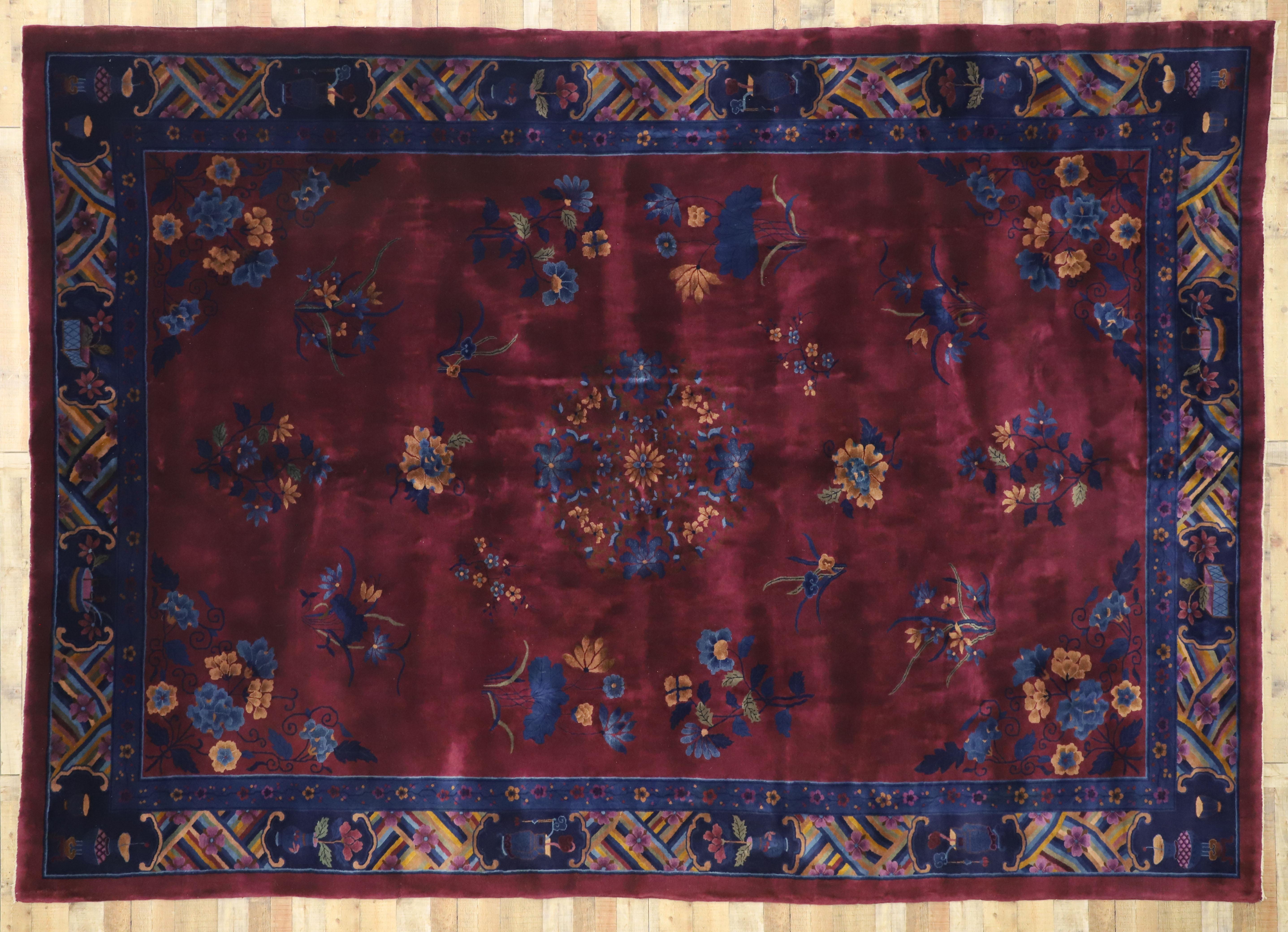 Manchester Wool Rug Antique Chinese Mandarin Rug with Manchester Wool and Jazz Age ...