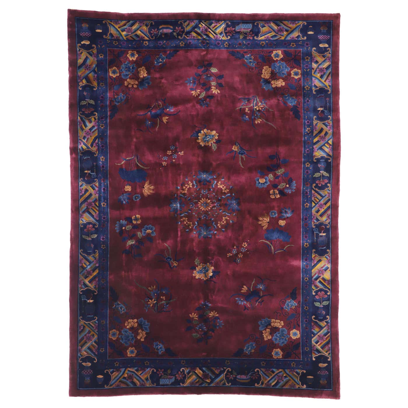 Antique Chinese Mandarin Rug with Manchester Wool and Jazz Age ...