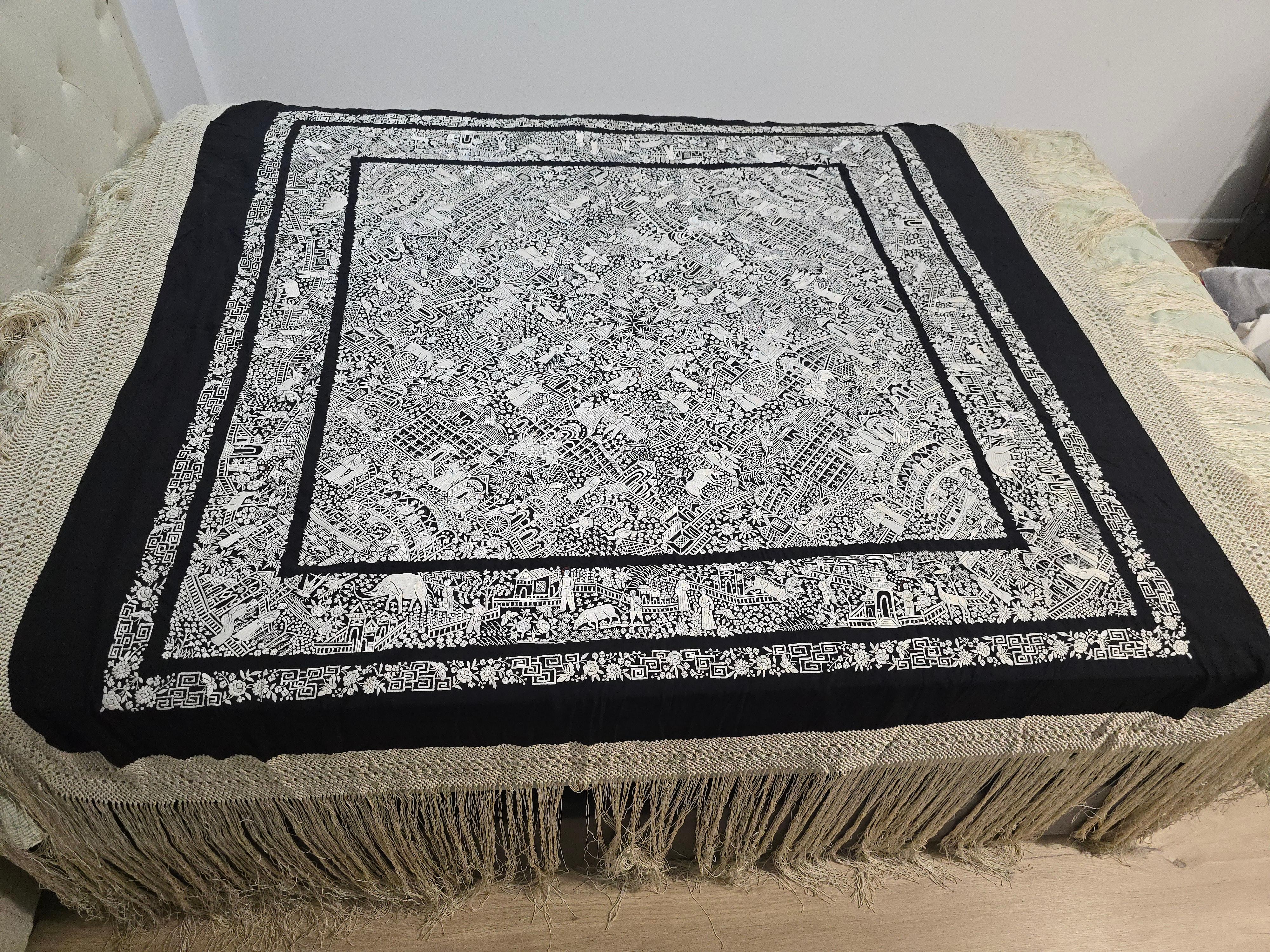Châle chinois ancien de Manille en vente 5