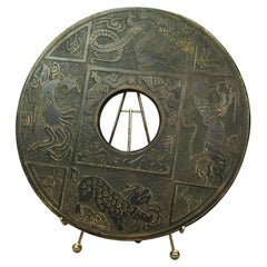 Antiker chinesischer Marmor Bi mit Figuren aus dem 19. Jahrhundert