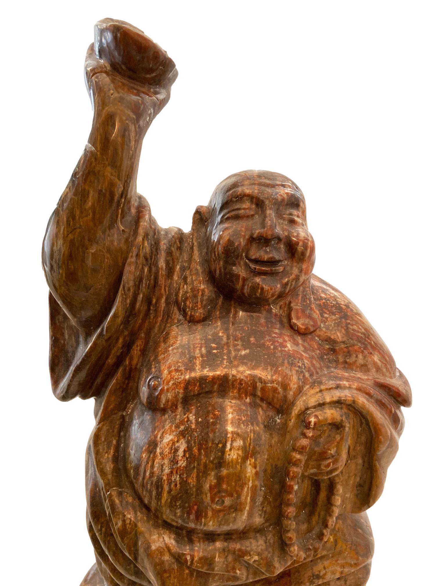 Chippendale cinese Antica scultura cinese di Buddha in marmo, 1900 in vendita