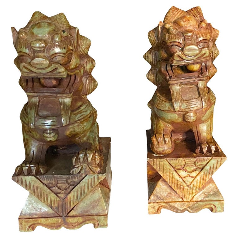 Antique Chinese Marble Foo Dogs For Sale at 1stDibs