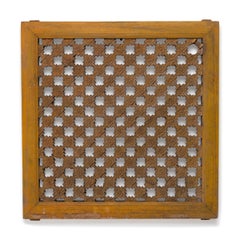 Panel de ventana chino antiguo con diseño de celosía de caléndula, principios del siglo XX