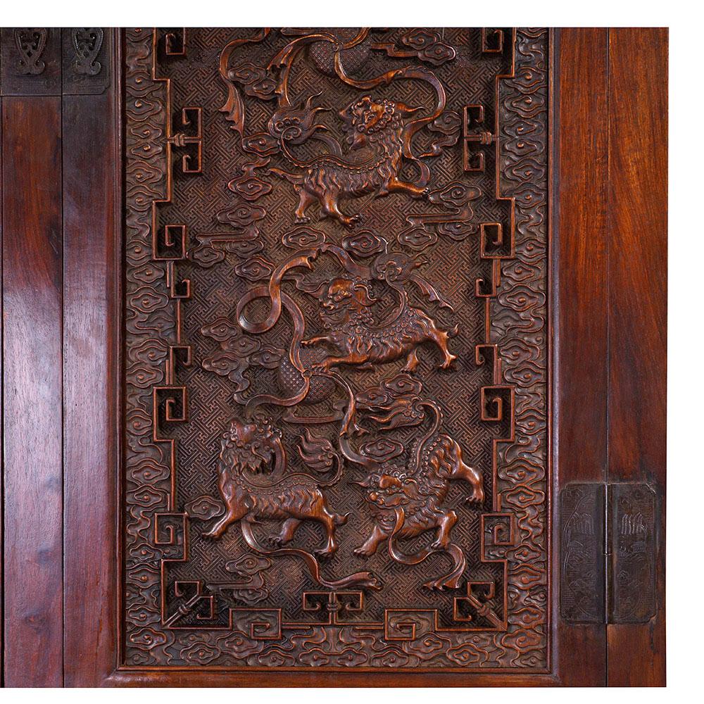 Antique Chinese Massive Carved Camphor Wood Compound Cabinet, Wardrobe For Sale 7