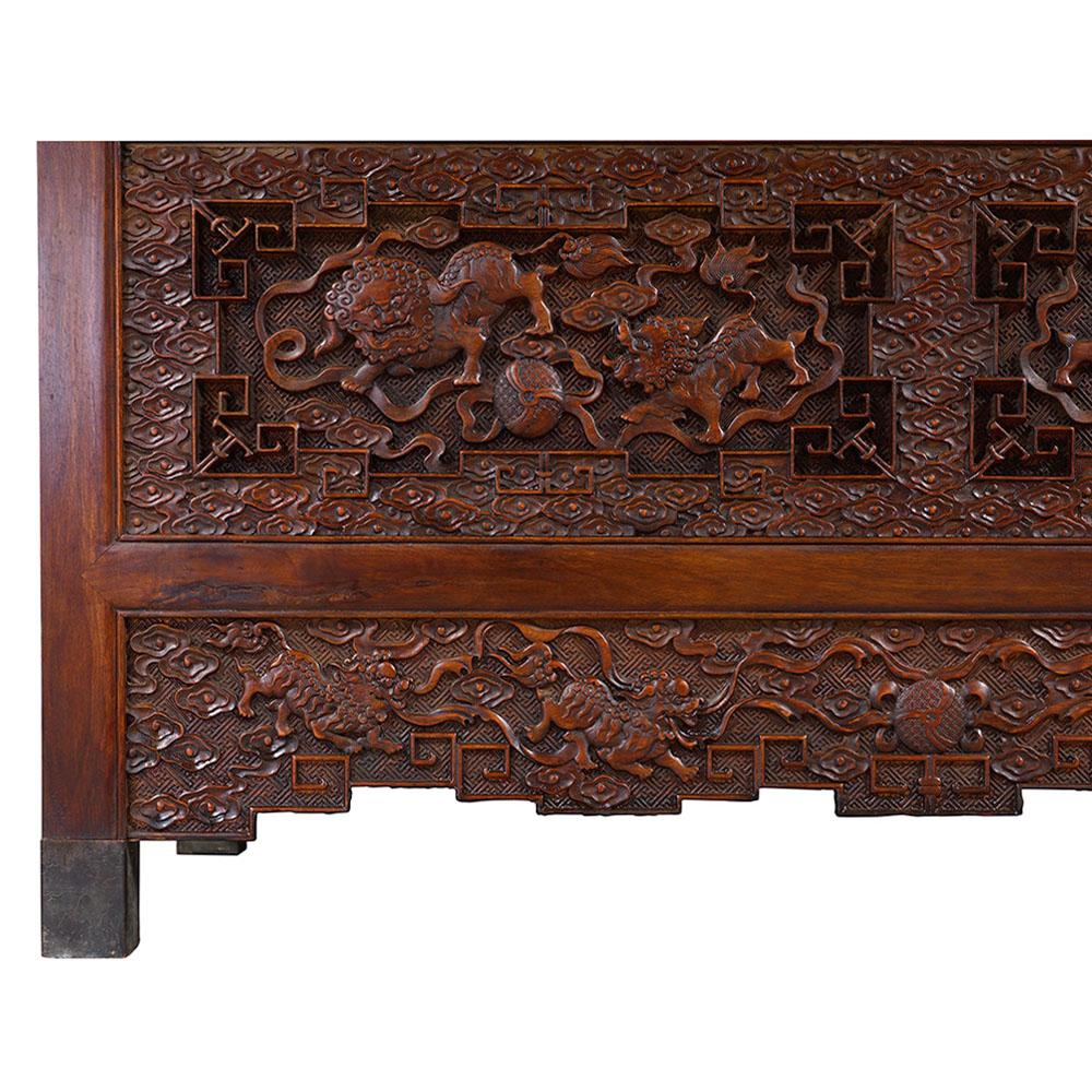 Antique Chinese Massive Carved Camphor Wood Compound Cabinet, Wardrobe For Sale 7