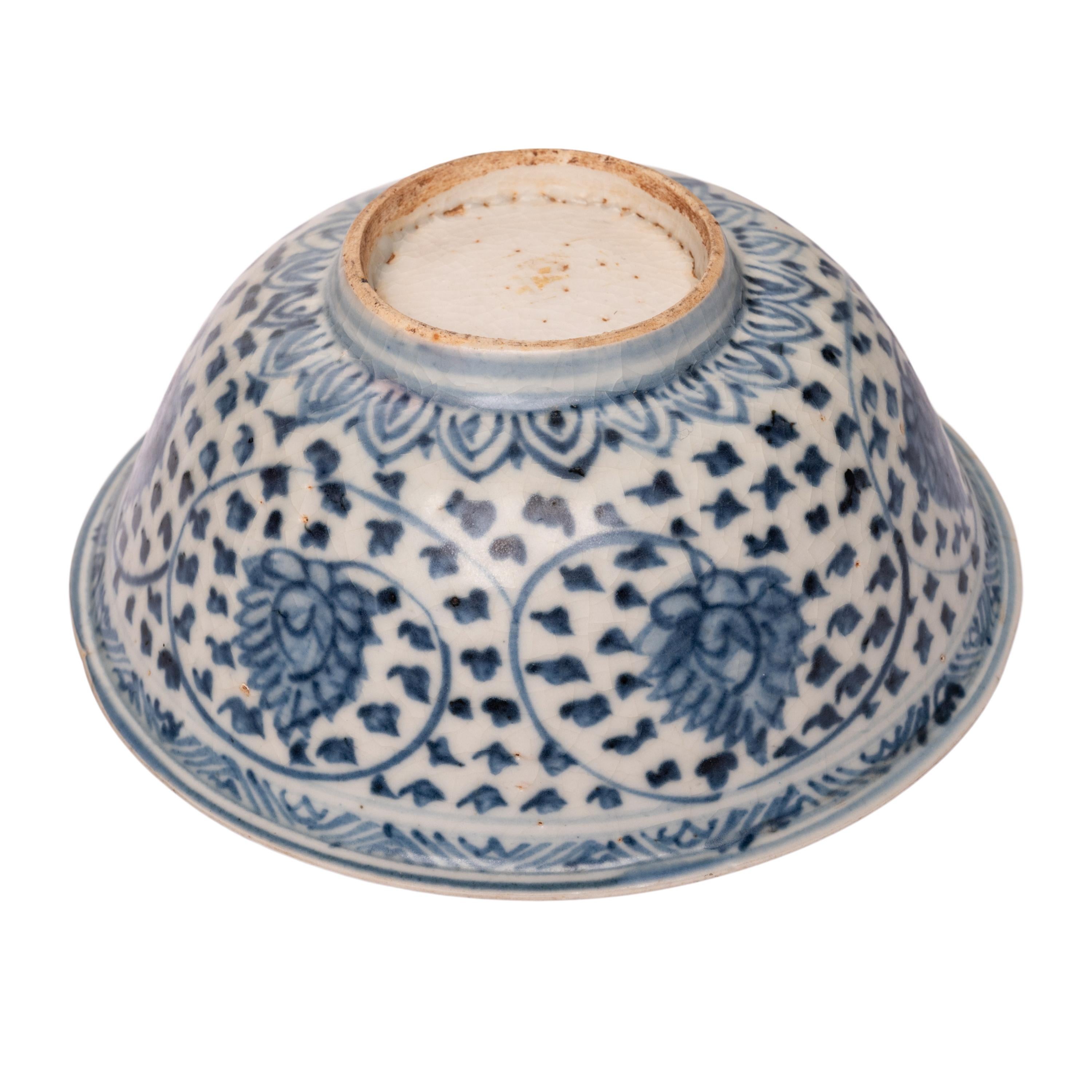 Antique Chinese Ming Dynasty Blue White Porcelain Bowl Islamic Market Circa 1550 For Sale 5