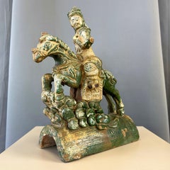 Antique Chinese Ming Dynasty-Style Equestrian Roof Tile, 18th C.