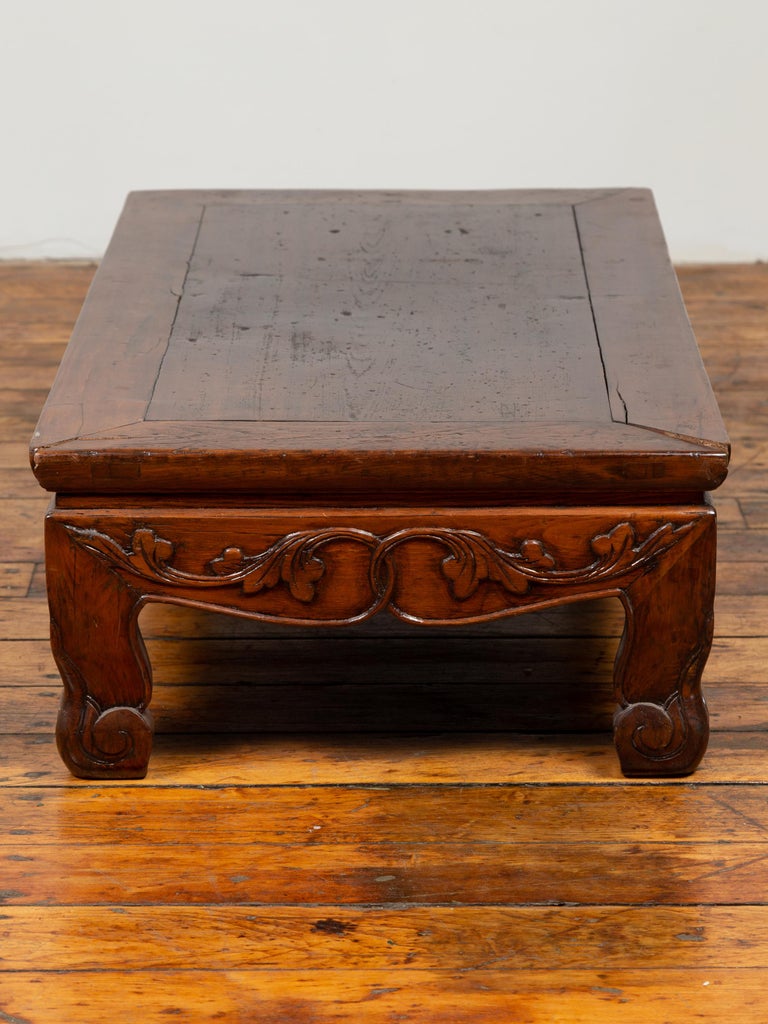 Antique Chinese Ming Dynasty Style Low Prayer Table with Carved