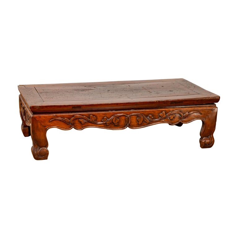 Antique Chinese Ming Dynasty Style Low Prayer Table with Carved