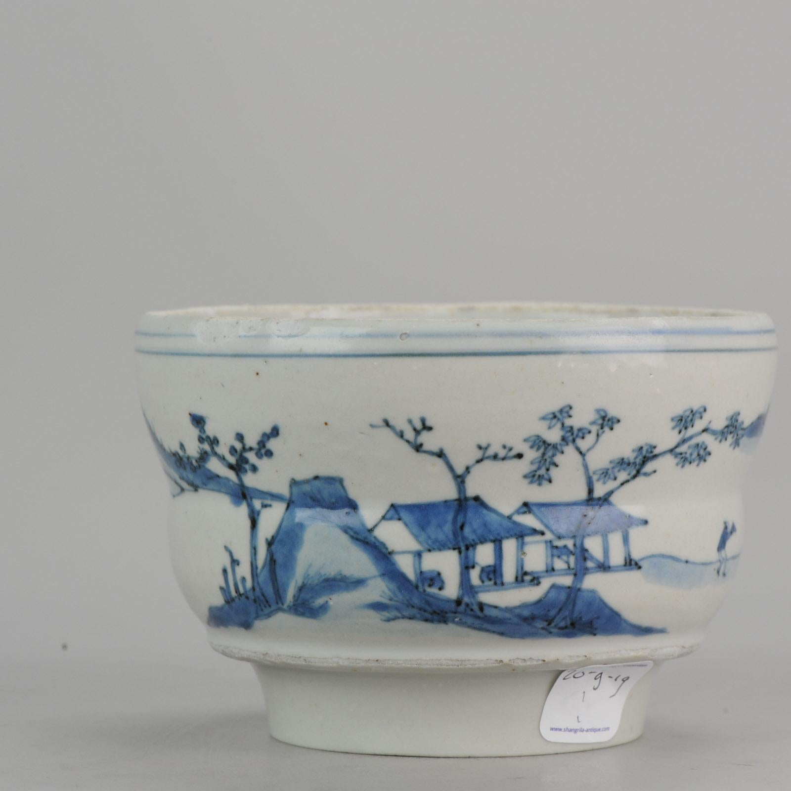 Antique Chinese Ming Early 17th Century Porcelain China Water Pot Landscape 5