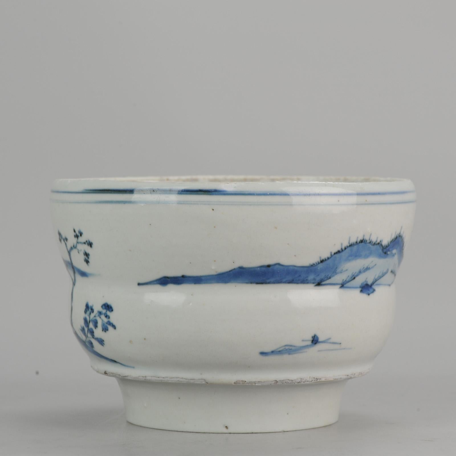 18th Century and Earlier Antique Chinese Ming Early 17th Century Porcelain China Water Pot Landscape