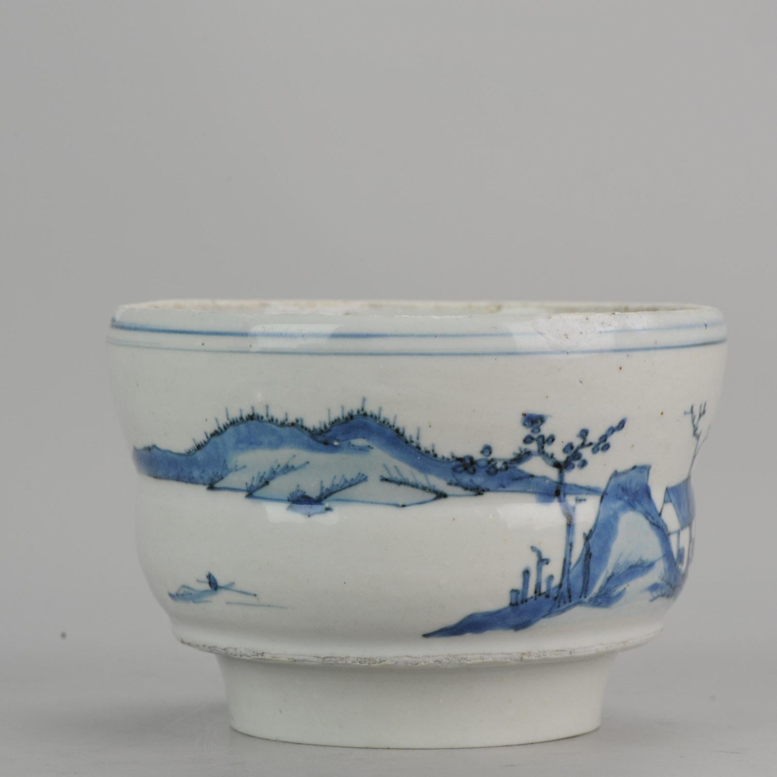 Antique Chinese Ming Early 17th Century Porcelain China Water Pot Landscape 3