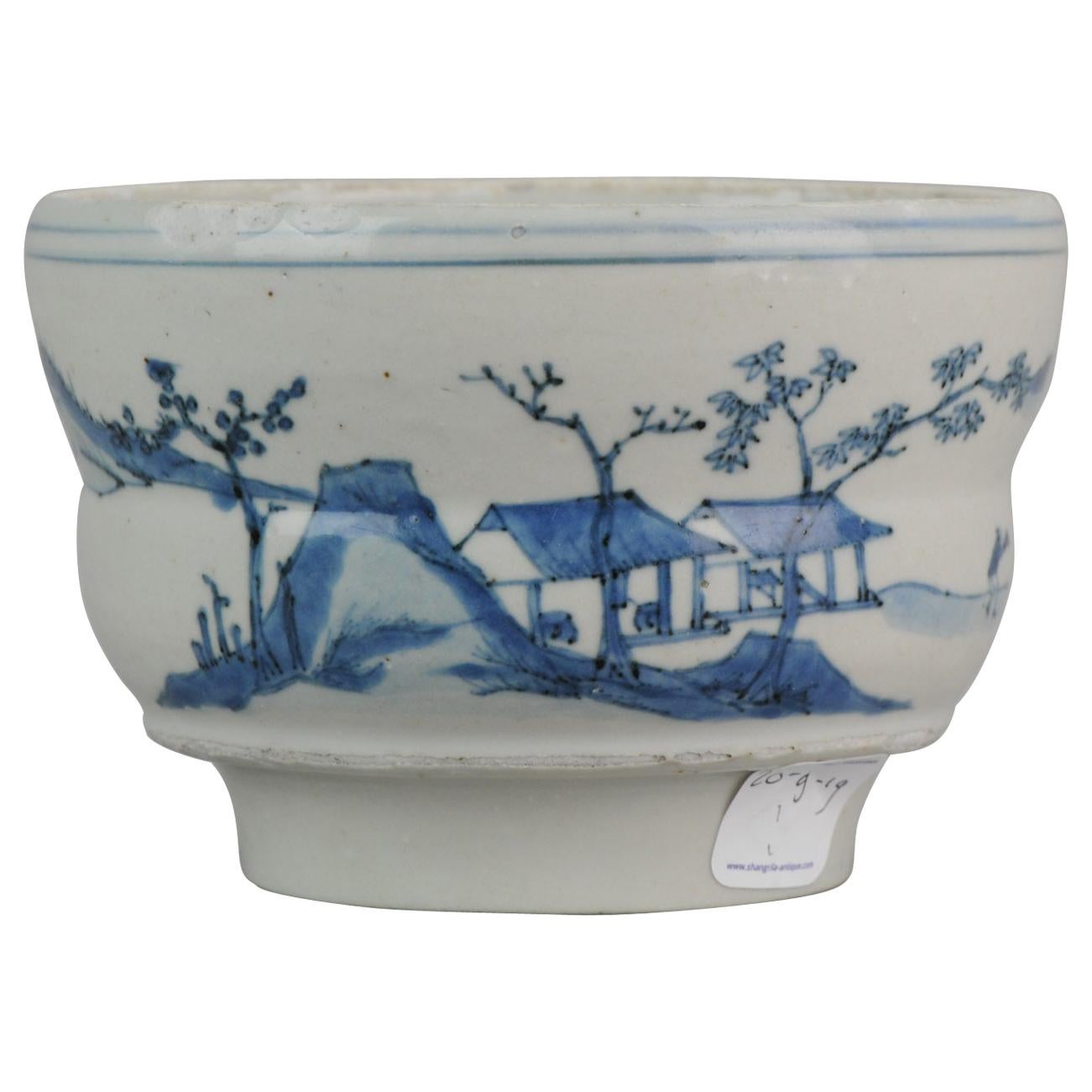 Antique Chinese Ming Early 17th Century Porcelain China Water Pot Landscape