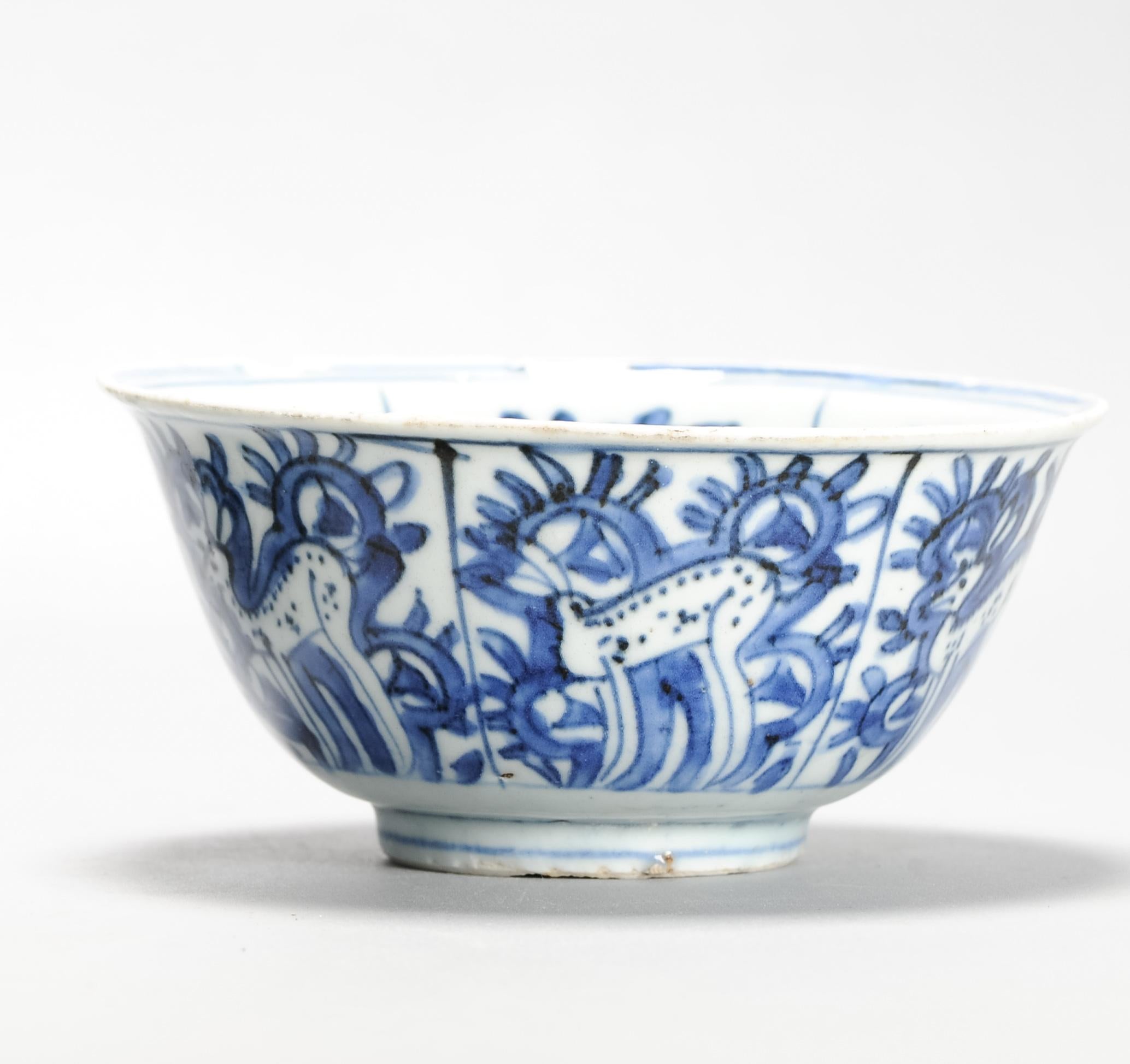Antike chinesische Kraakschale aus der Ming-Periode Hirsch Wanli oder Tianqi-Periode im Angebot 4