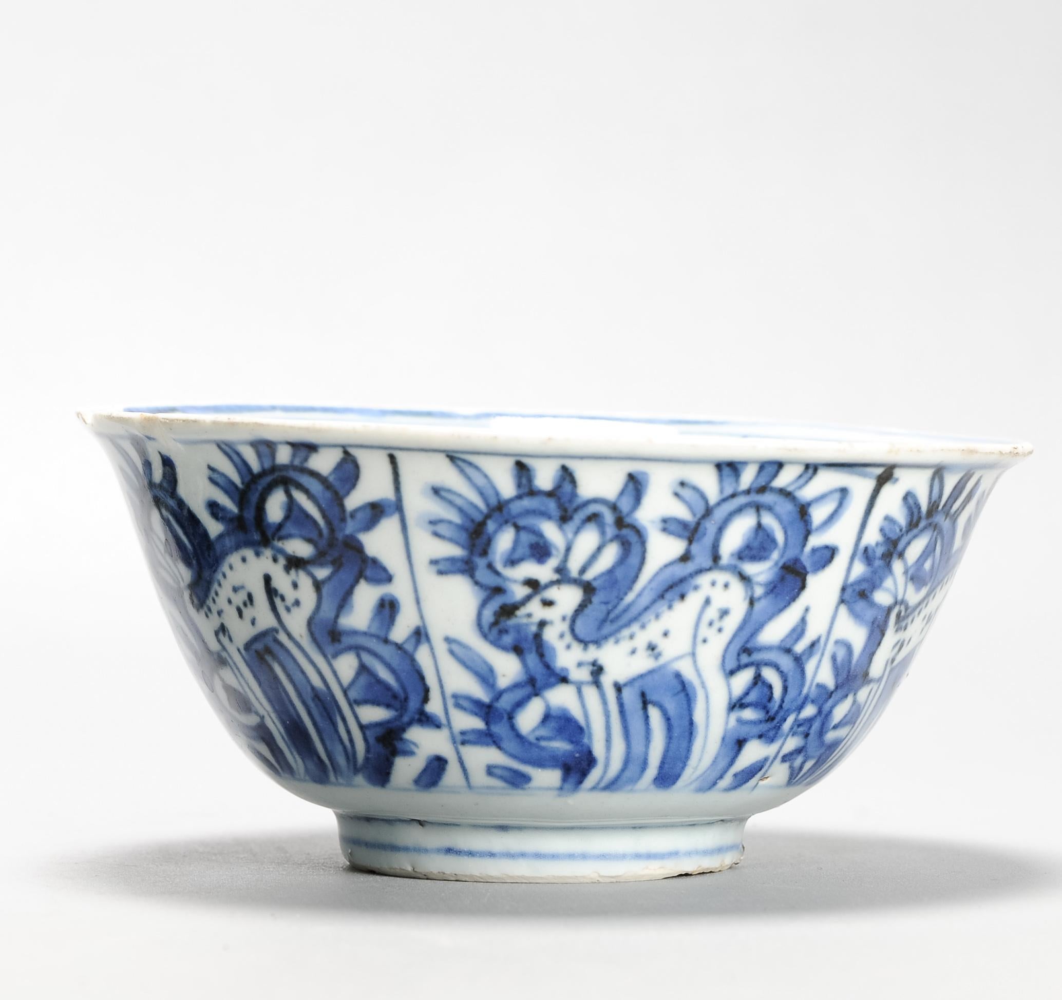 Antike chinesische Kraakschale aus der Ming-Periode Hirsch Wanli oder Tianqi-Periode im Angebot 7