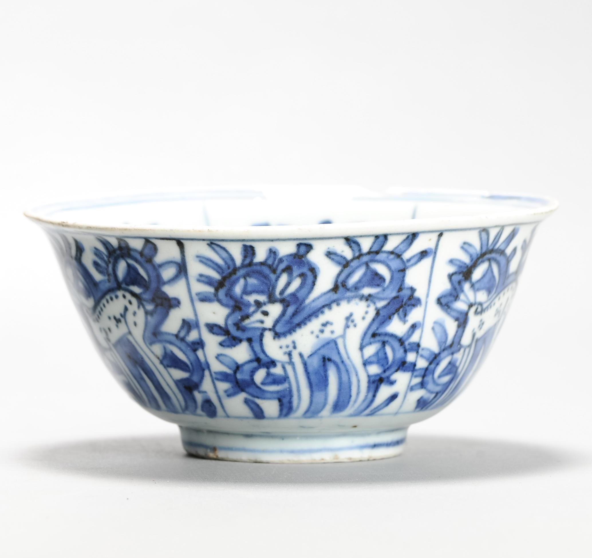 Antike chinesische Kraakschale aus der Ming-Periode Hirsch Wanli oder Tianqi-Periode im Angebot 2