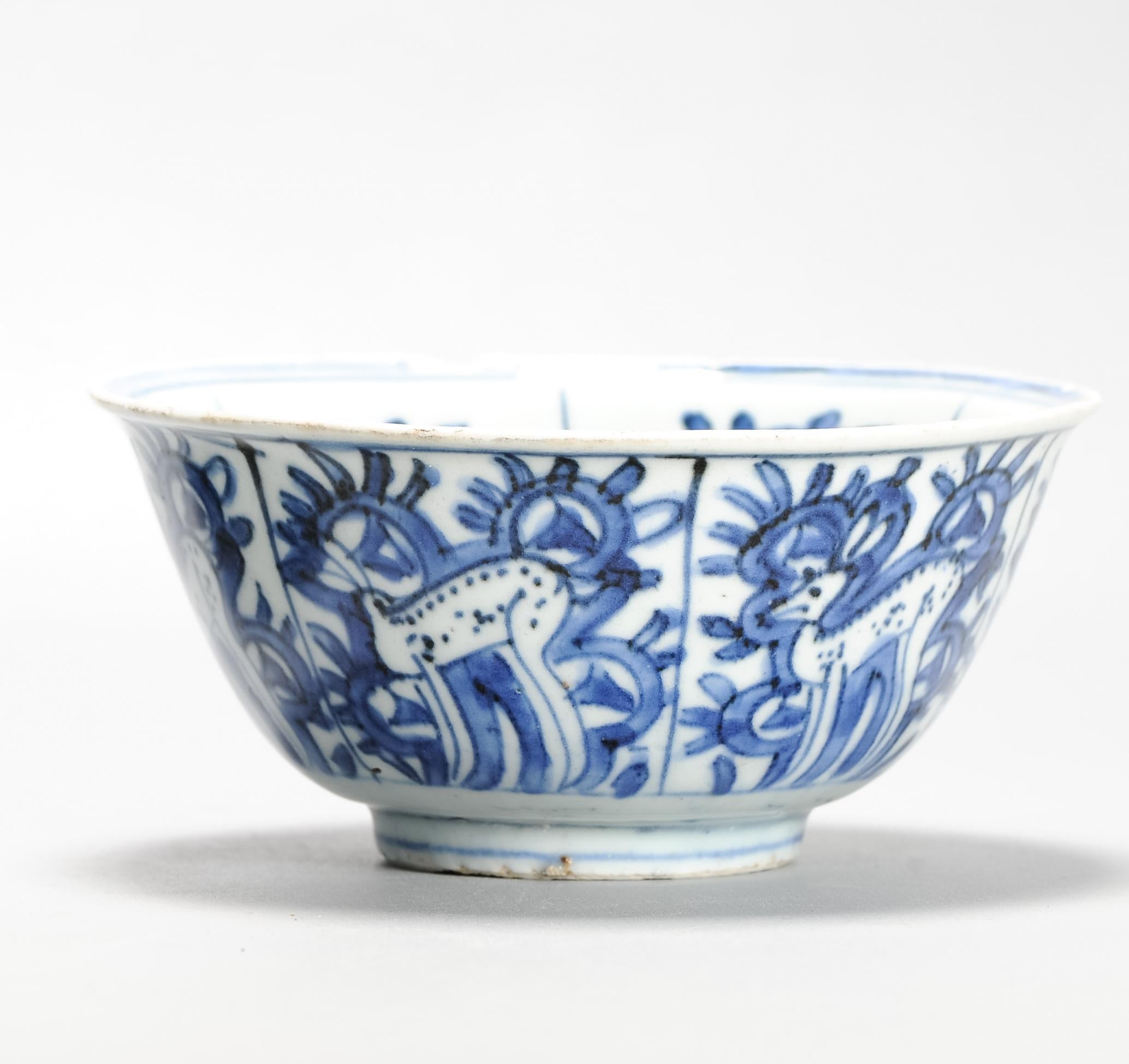 Antike chinesische Kraakschale aus der Ming-Periode Hirsch Wanli oder Tianqi-Periode im Angebot 3