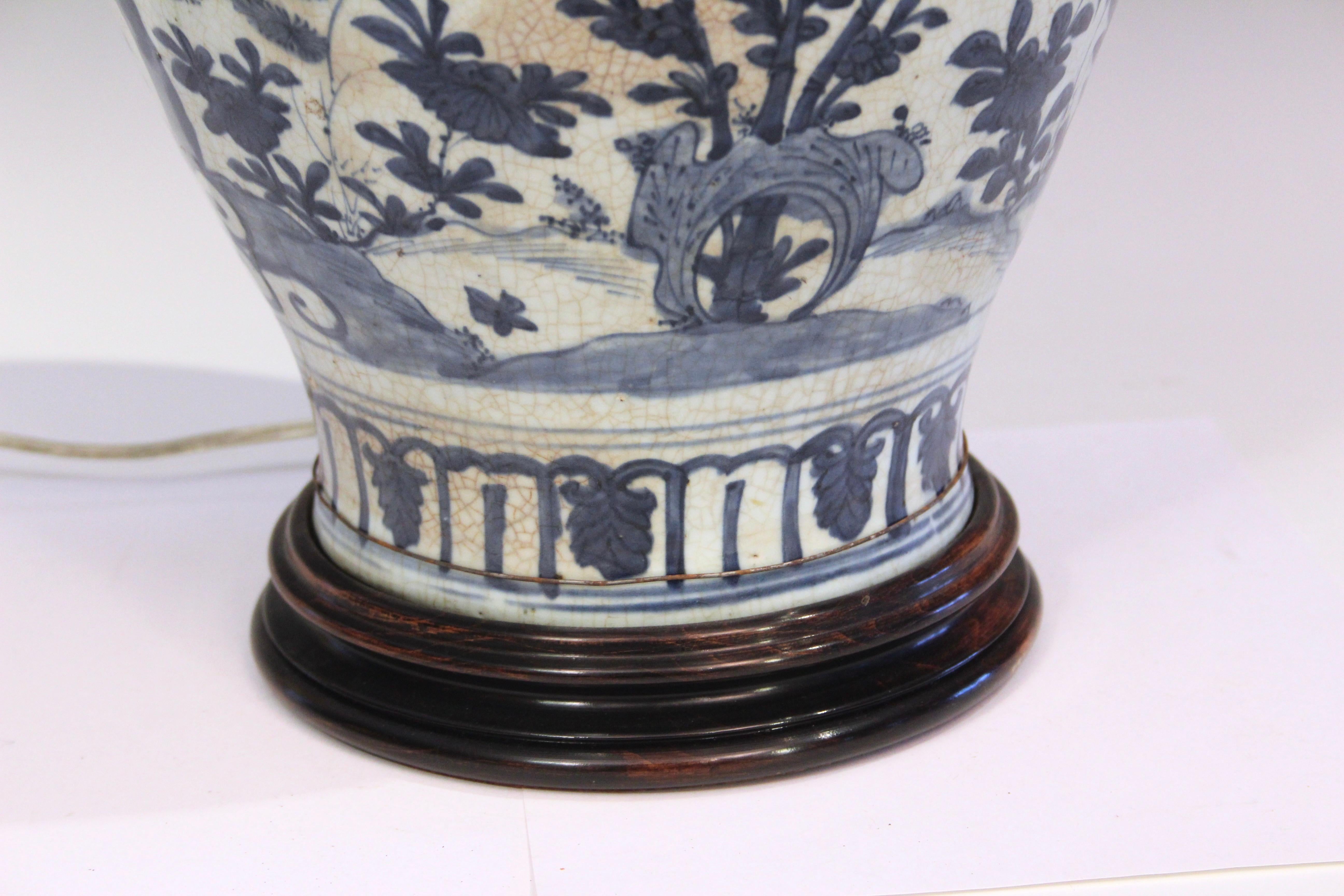 Antique Chinese Ming Porcelain Blue & White Vase Lamp 17th Century 5