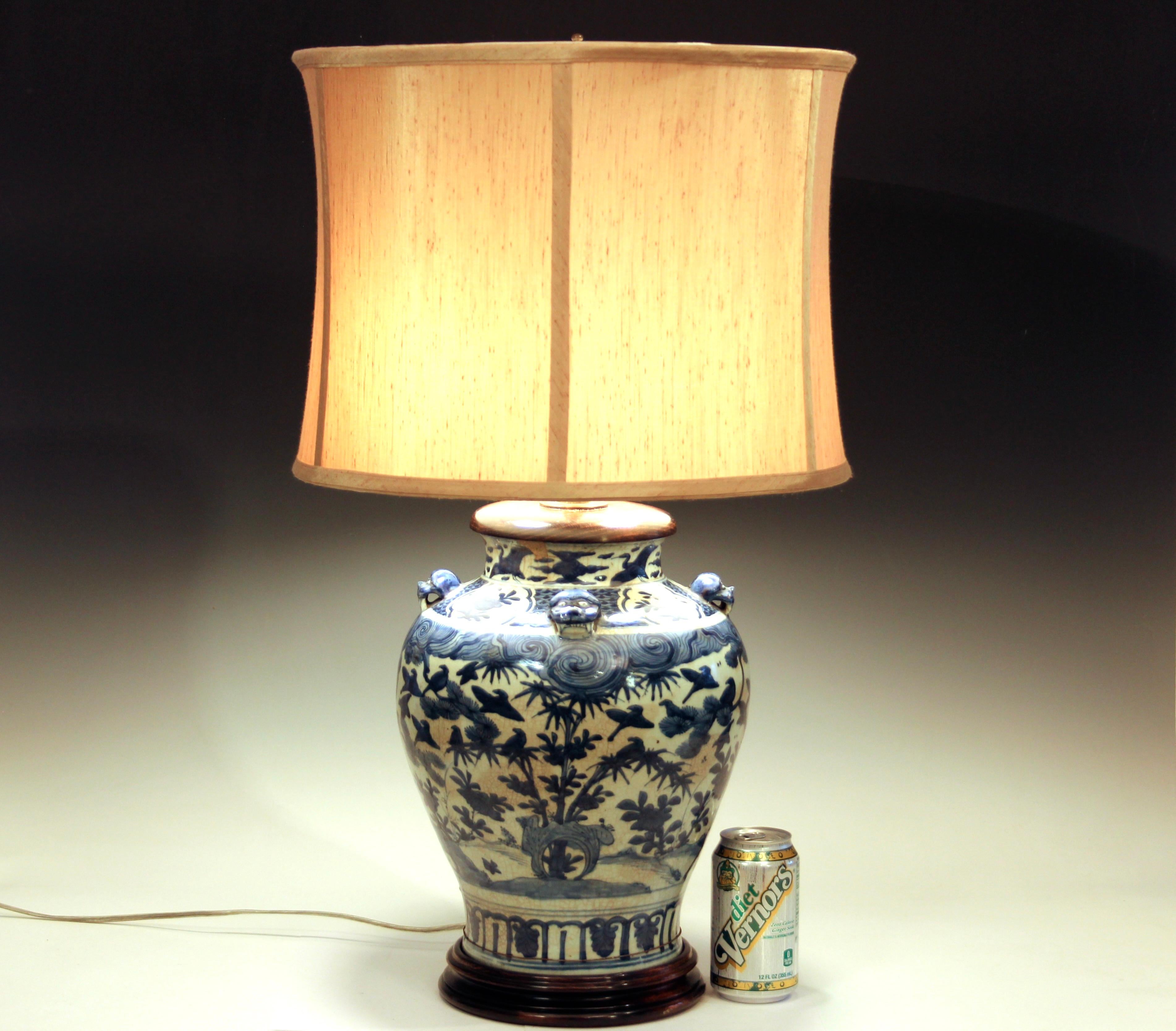 Antique Chinese Ming Porcelain Blue & White Vase Lamp 17th Century 9