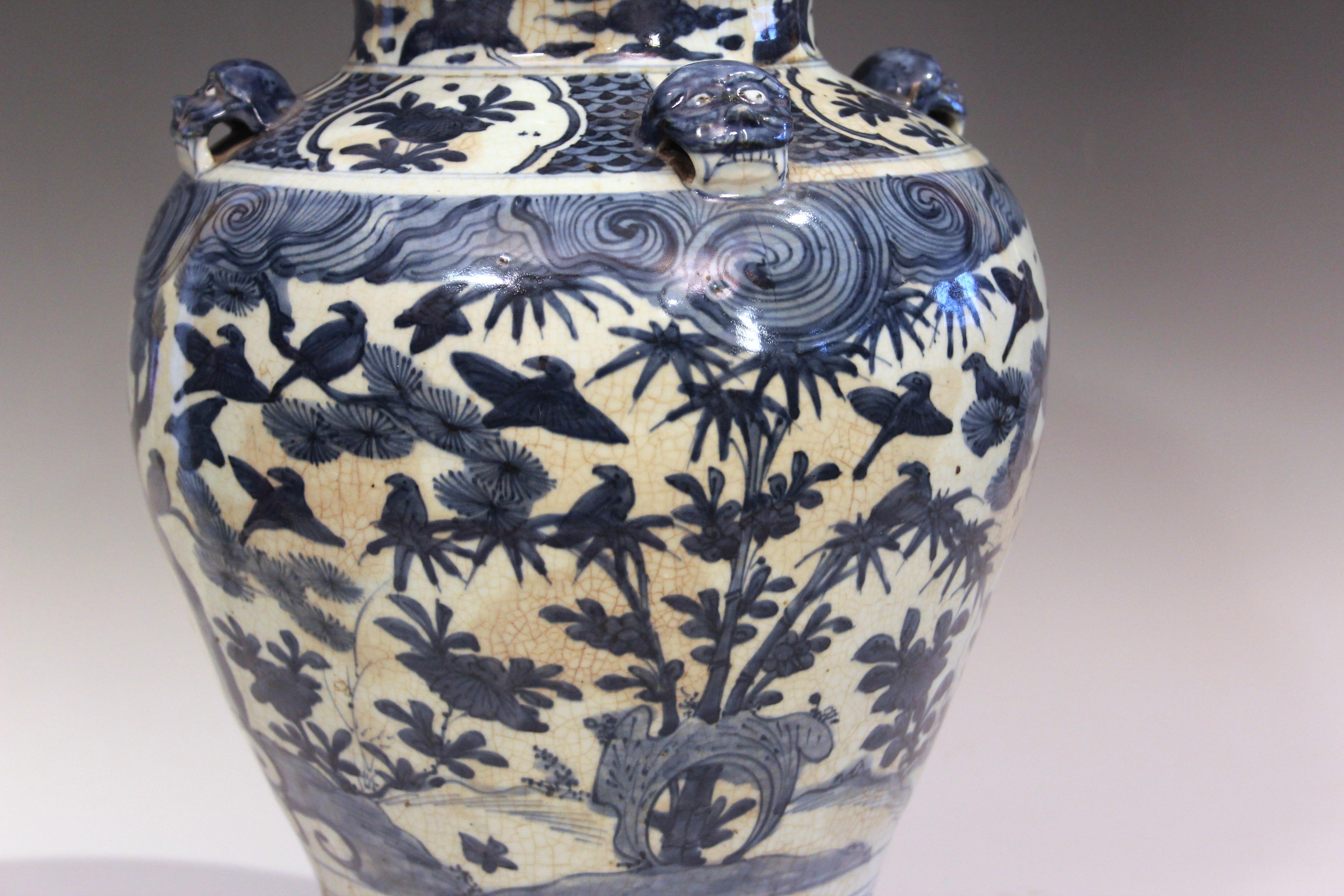 Antique Chinese Ming Porcelain Blue & White Vase Lamp 17th Century 4