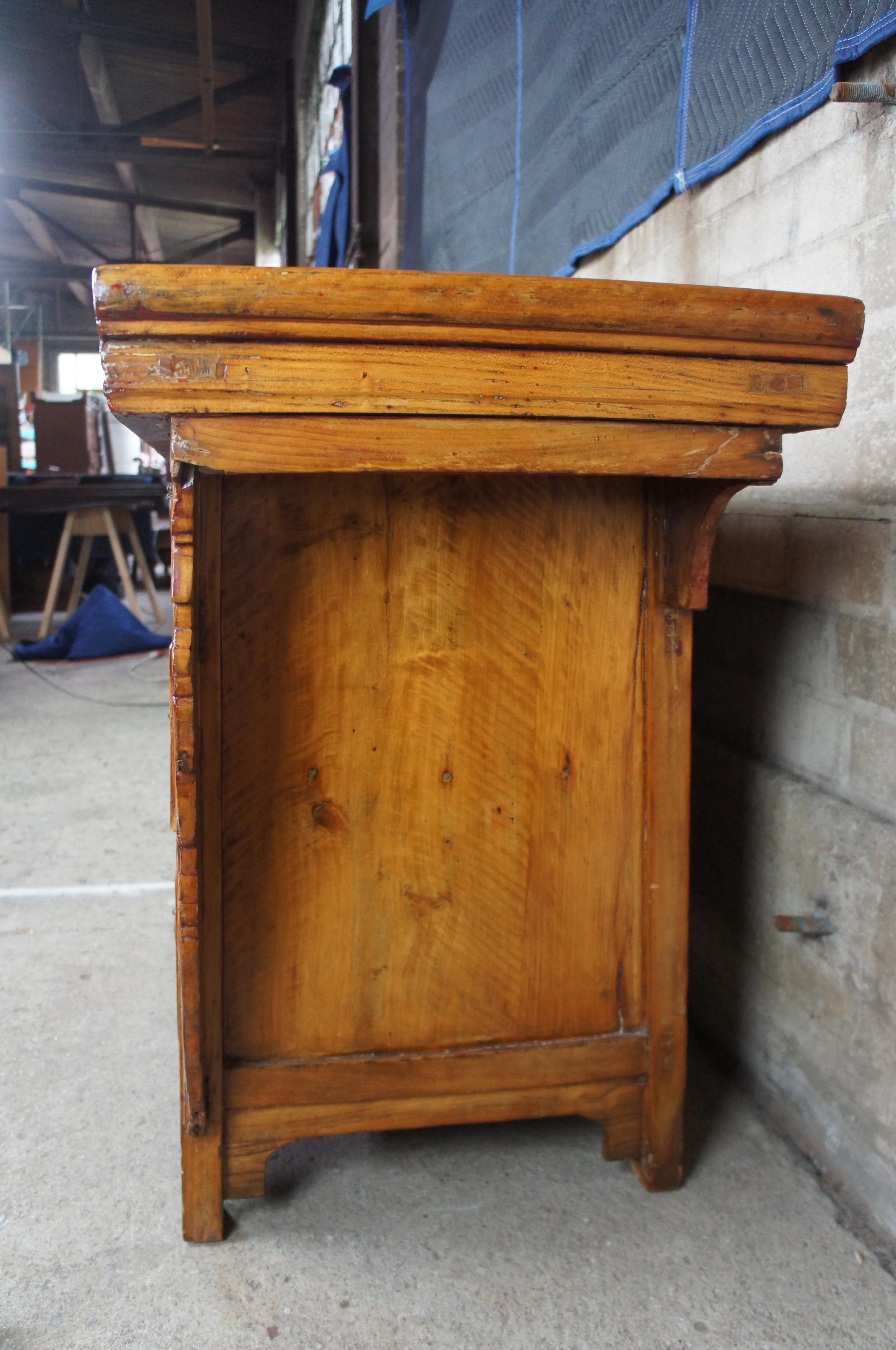 Antique Chinese Ming Style Elm Alter Cabinet Huanghuali Console Table Sideboard 1