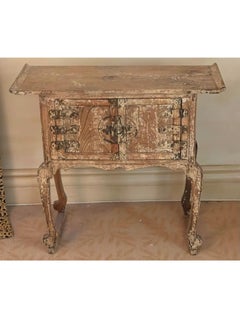 Antique Chinese Ming Style Side Table with Crackle Finish
