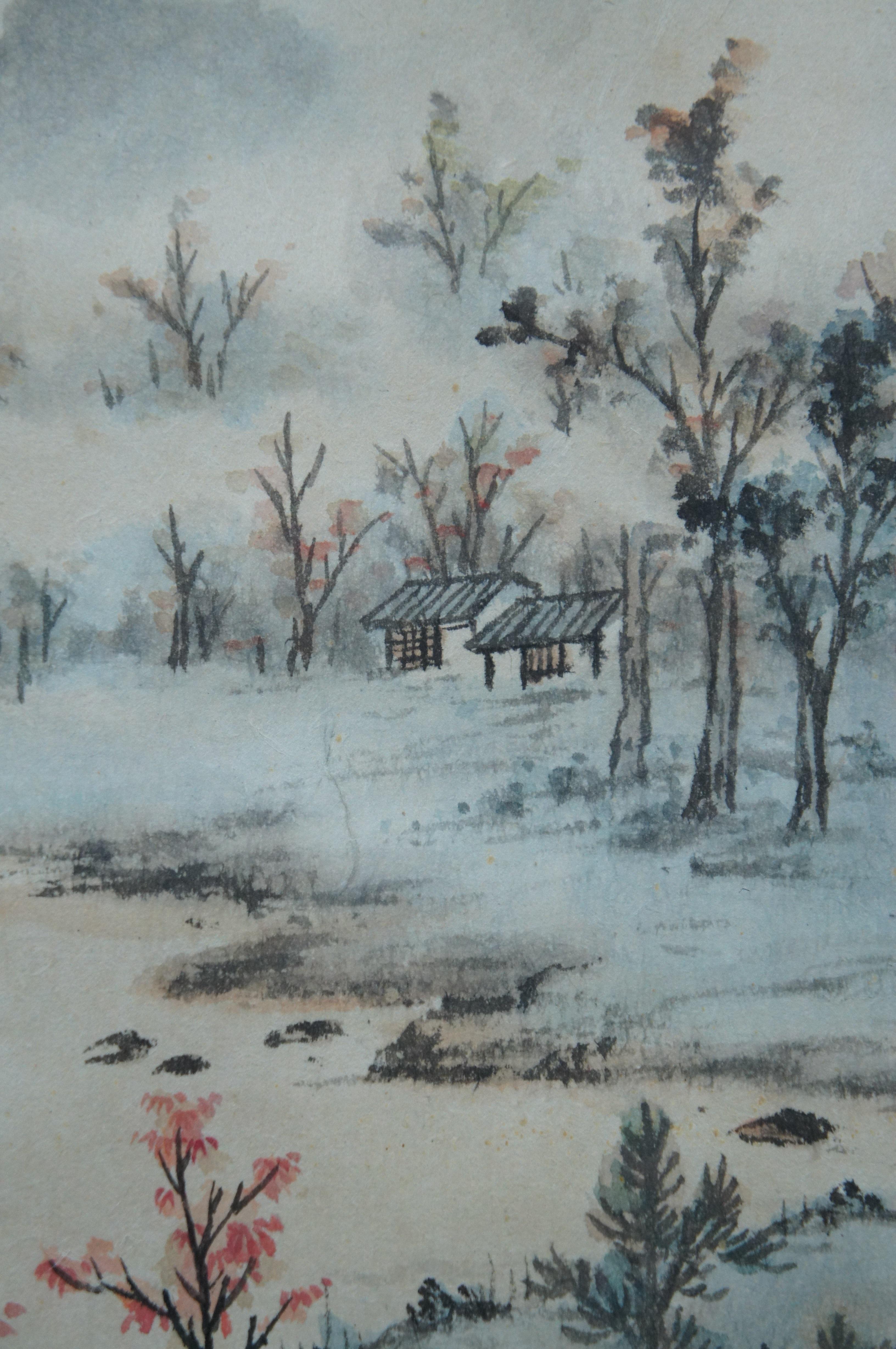 Antique Chinese 汪永嘉 Misty Mountain Landscape Watercolor Painting 42
