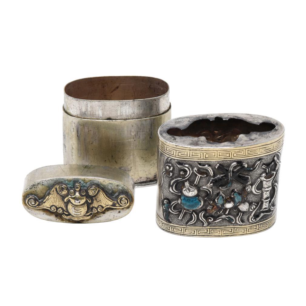 Qing Antique Chinese Mixed Metal and Enamel Opium Box For Sale