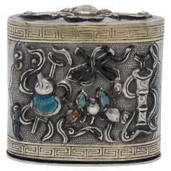 Antique Chinese Mixed Metal and Enamel Opium Box