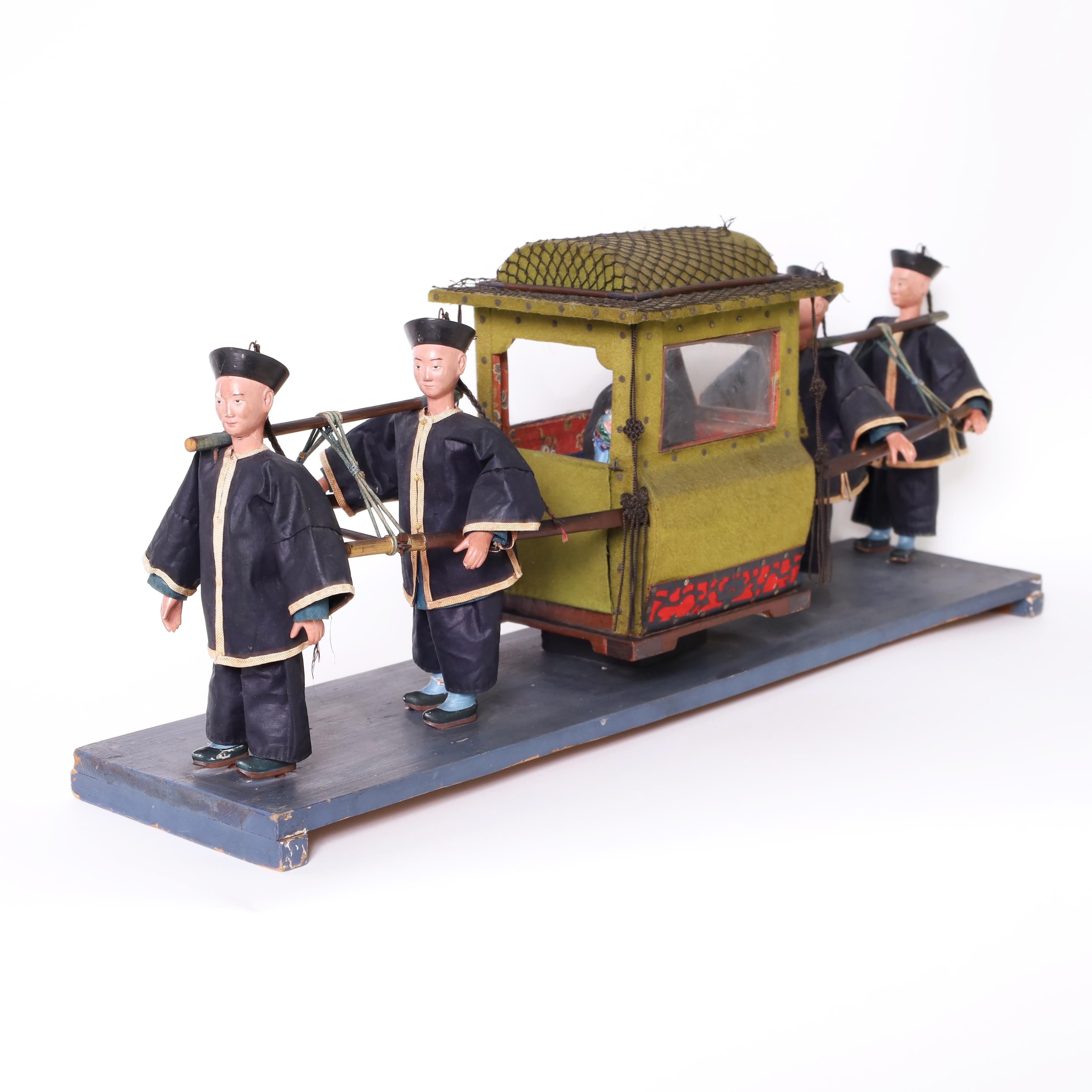 Colonial britannique Modèle chinois ancien d'un souverain porté à Sedan ou au chariot en vente