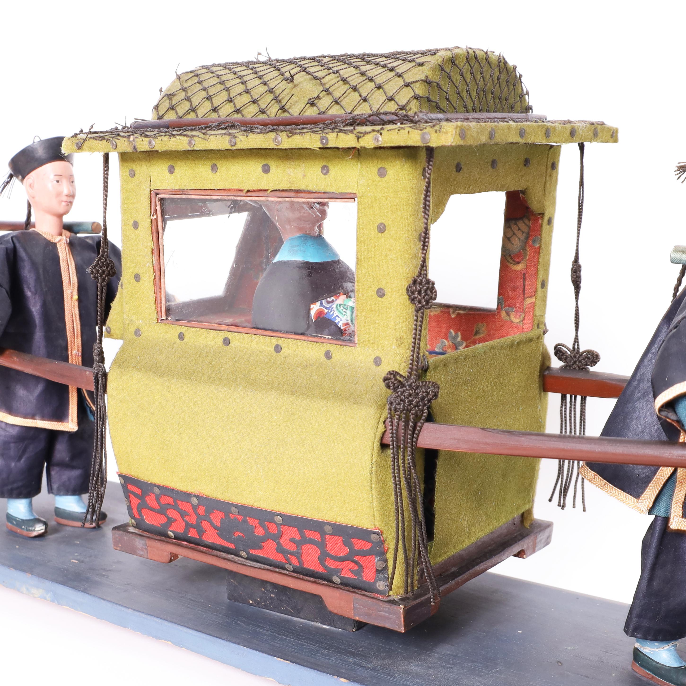 20ième siècle Modèle chinois ancien d'un souverain porté à Sedan ou au chariot en vente