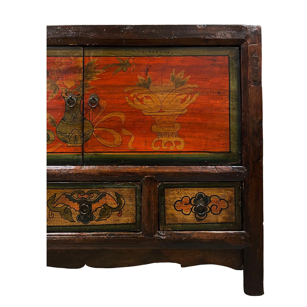 Antique Chinese Mongolia Cabinet/Buffet Table, Sideboard In Distressed Condition In Pomona, CA