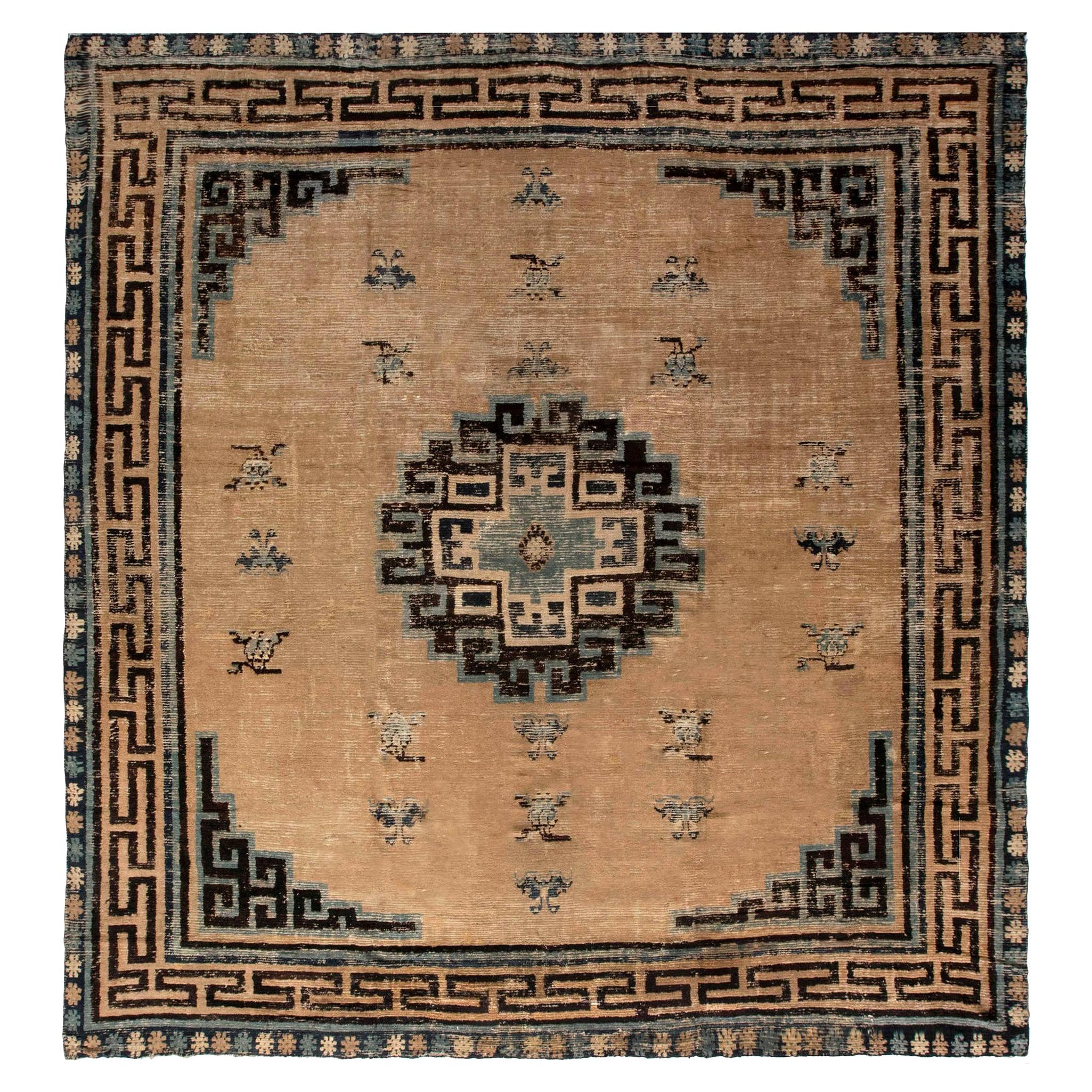 Antique Chinese Mongolian Handwoven Wool Rug