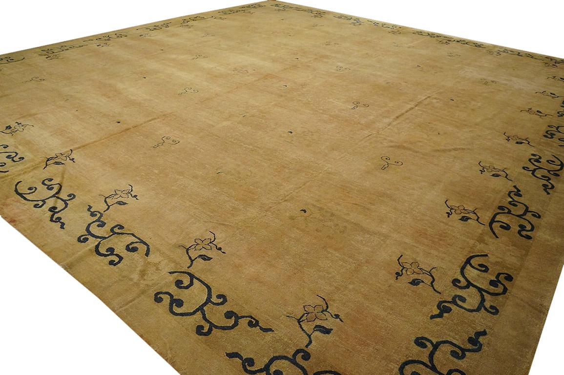 Hand-Knotted Antique Chinese Mongolian Rug 16' 10'' x 17' 10'' For Sale