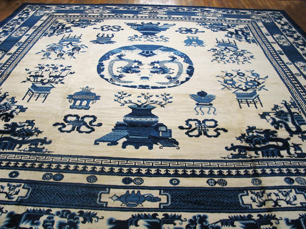 Tapis antique chinois - mongol, taille : 17'0