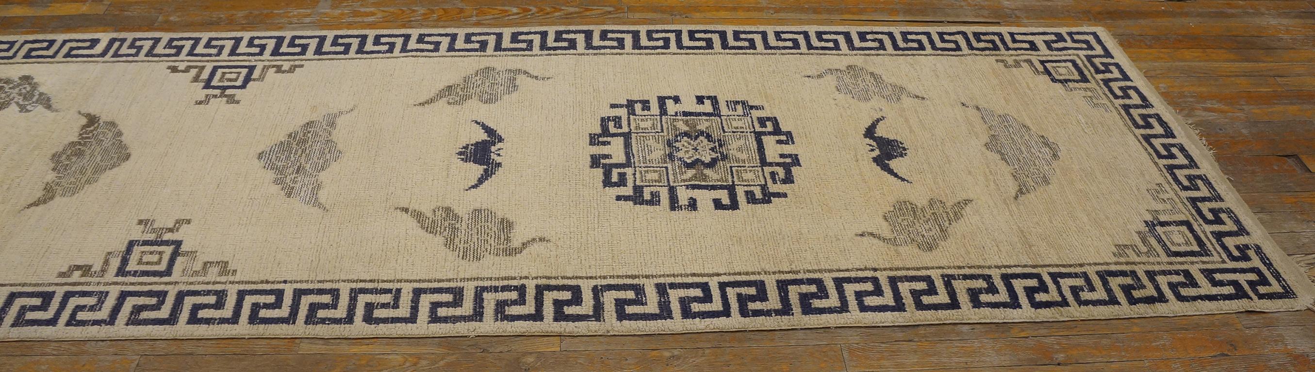 Noué à la main Tapis mongol chinois ancien de 3' 0