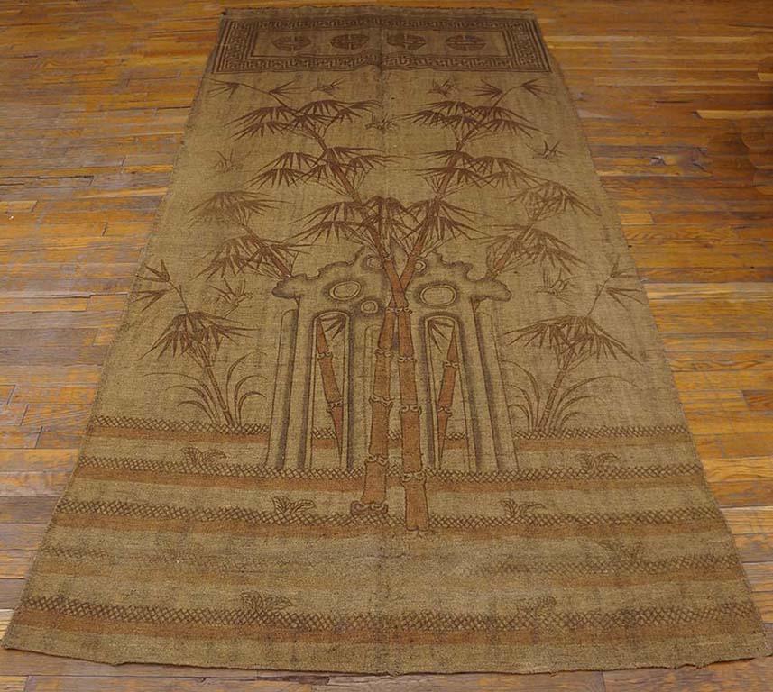 Hand-Woven Late 19th Century  Chinese Gansu Flat-weave ( 3' 9