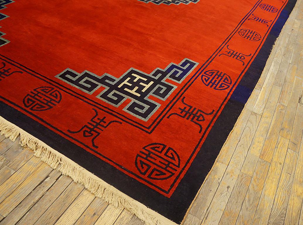 19th Century Chinese Mongolian Carpet ( 8' x 13' - 245 x 395 ) In Good Condition For Sale In New York, NY