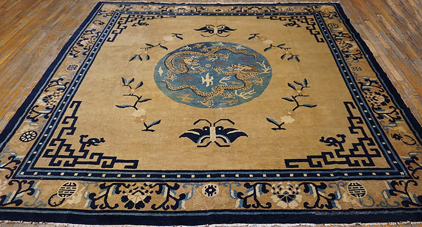 Hand-Knotted 19th Century Chinese Mongolian Carpet ( 9'6