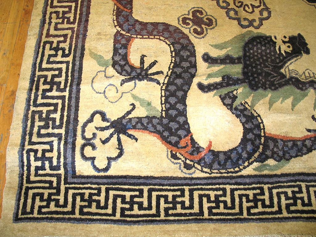 Wool 19th Century Chinese Mongolian Dragon Carpet  ( 9'8
