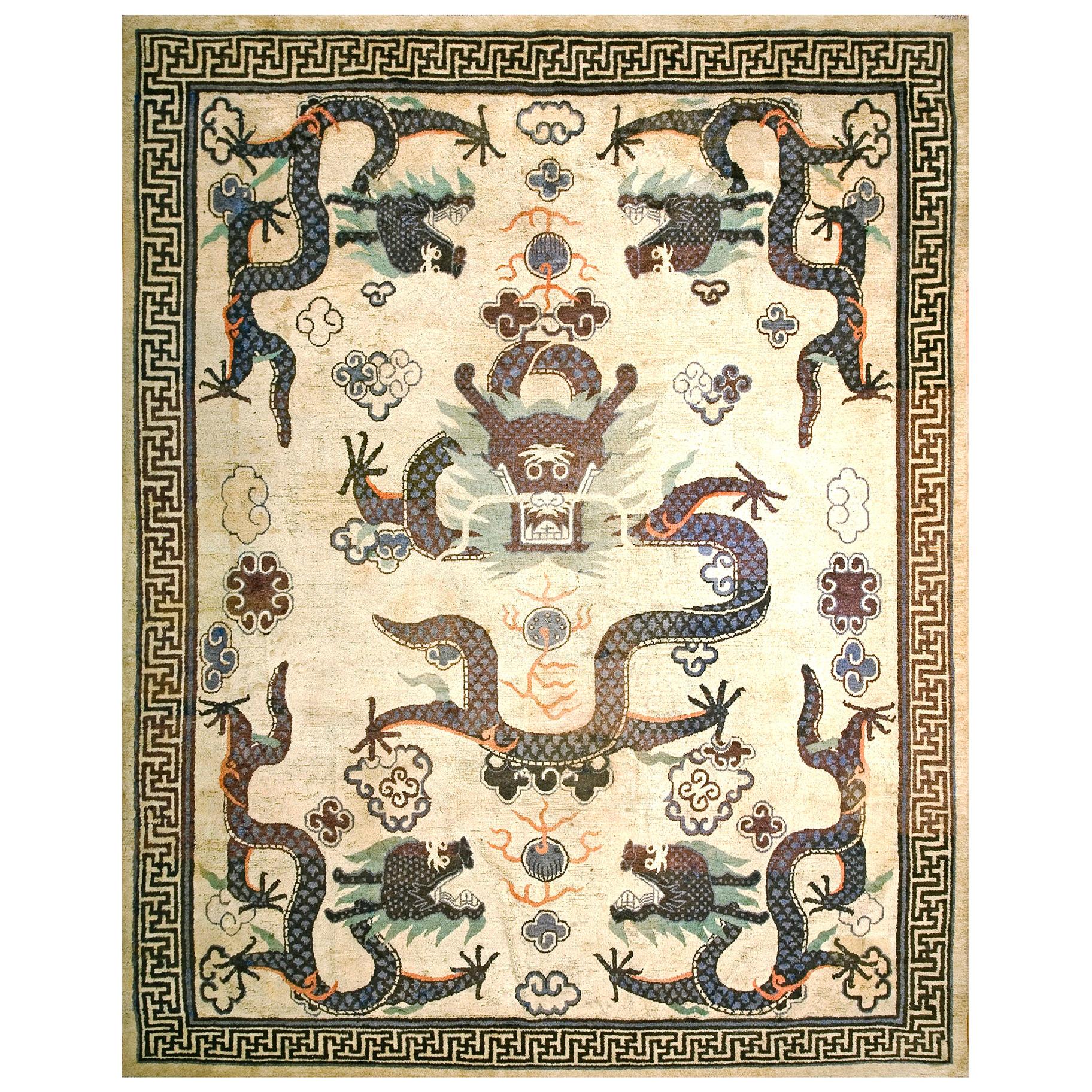 19th Century Chinese Mongolian Dragon Carpet  ( 9'8" x 12' - 295 x 365 ) For Sale