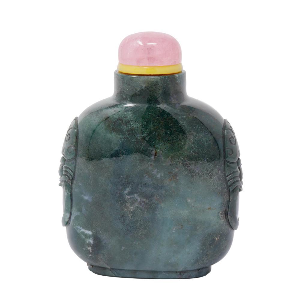 Qing Tabatière chinoise ancienne en agate mousse en vente