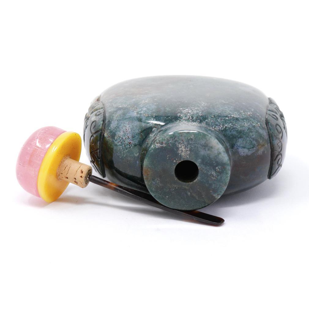 Tabatière chinoise ancienne en agate mousse Bon état - En vente à Point Richmond, CA
