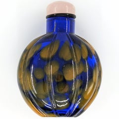 Antique Chinese Mottled Peking Glass Snuff Bottle Yellow Blue 19c Qing Dynasty