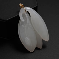Antique Chinese Mutton Fat White Nephrite Jade Pendant Certified