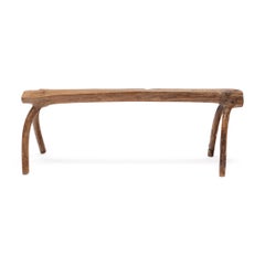 Antique Chinese Narrow Wishbone Bench, Late 19th Century