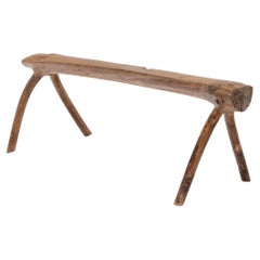 Antique Chinese Narrow Wishbone Bench, Late 19th Century