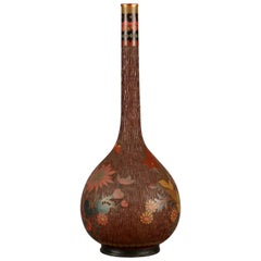 Antique Chinese Aesthetic Floral Cloisonné Enameled Bud Vase, circa 1900