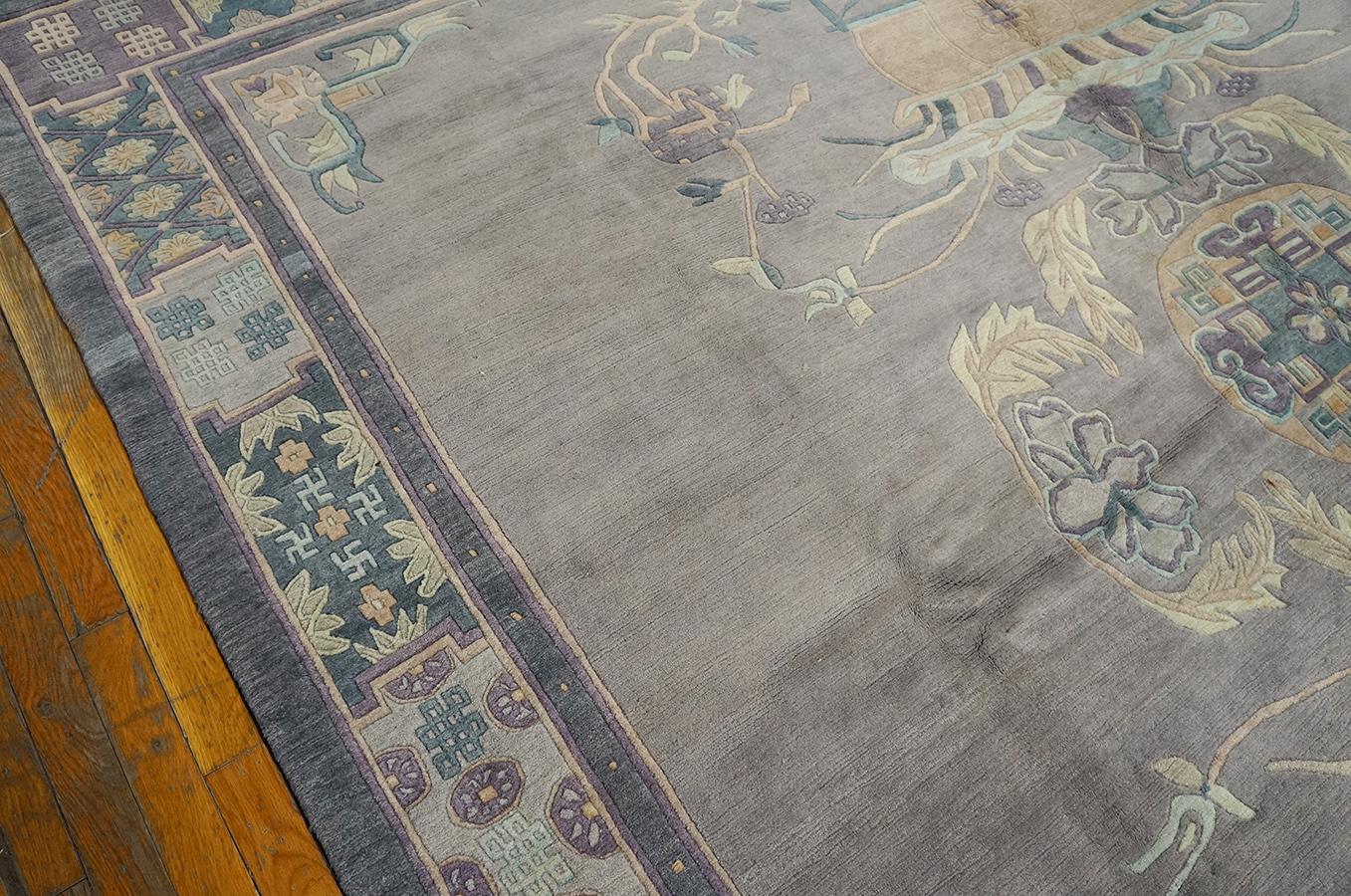 Late 20th Century Antique Chinese Nepal Rug 8' 3'' x 8' 8'' For Sale