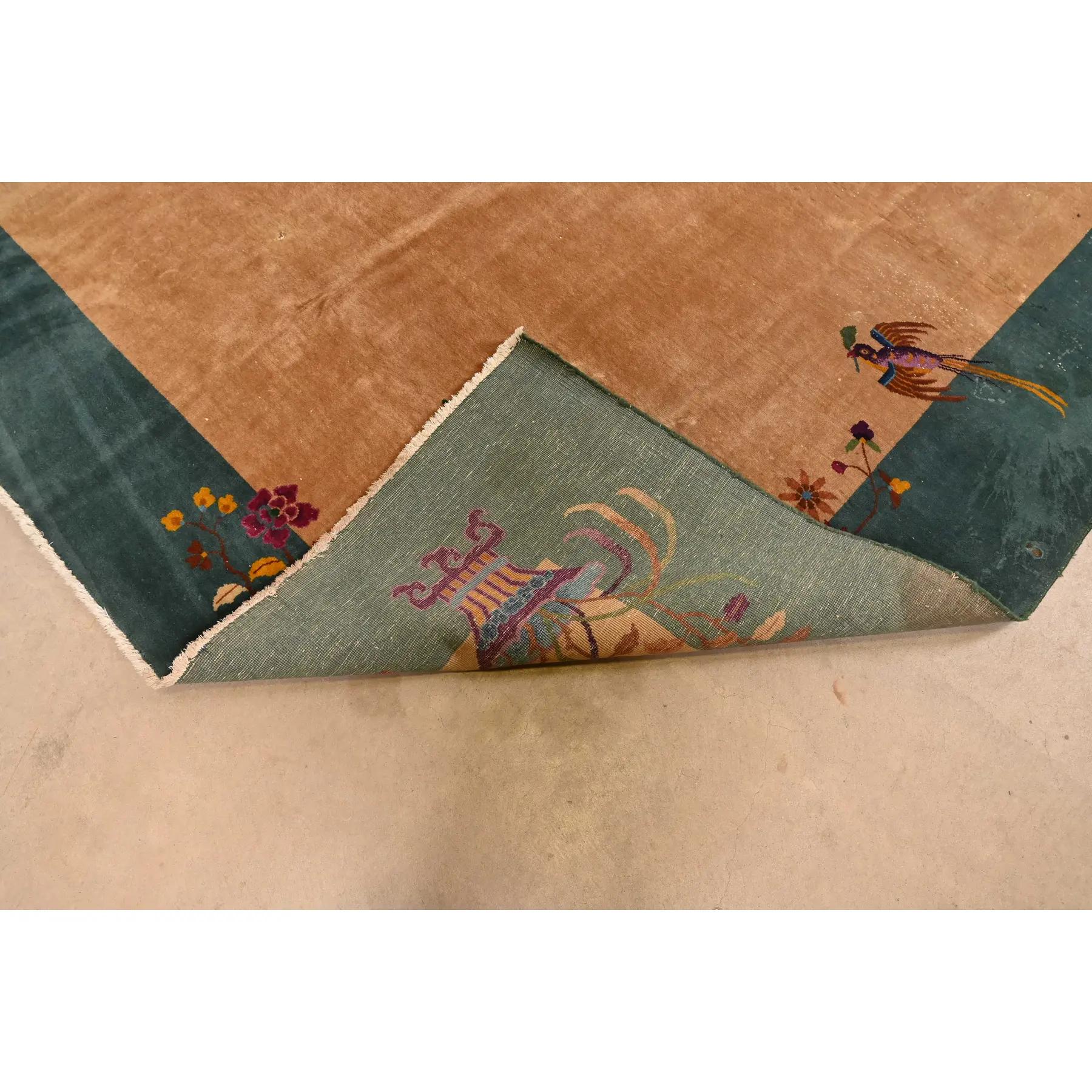Antique Nichols Art Deco chinois Tapis en laine noué à la main, Circa 1920s en vente 1